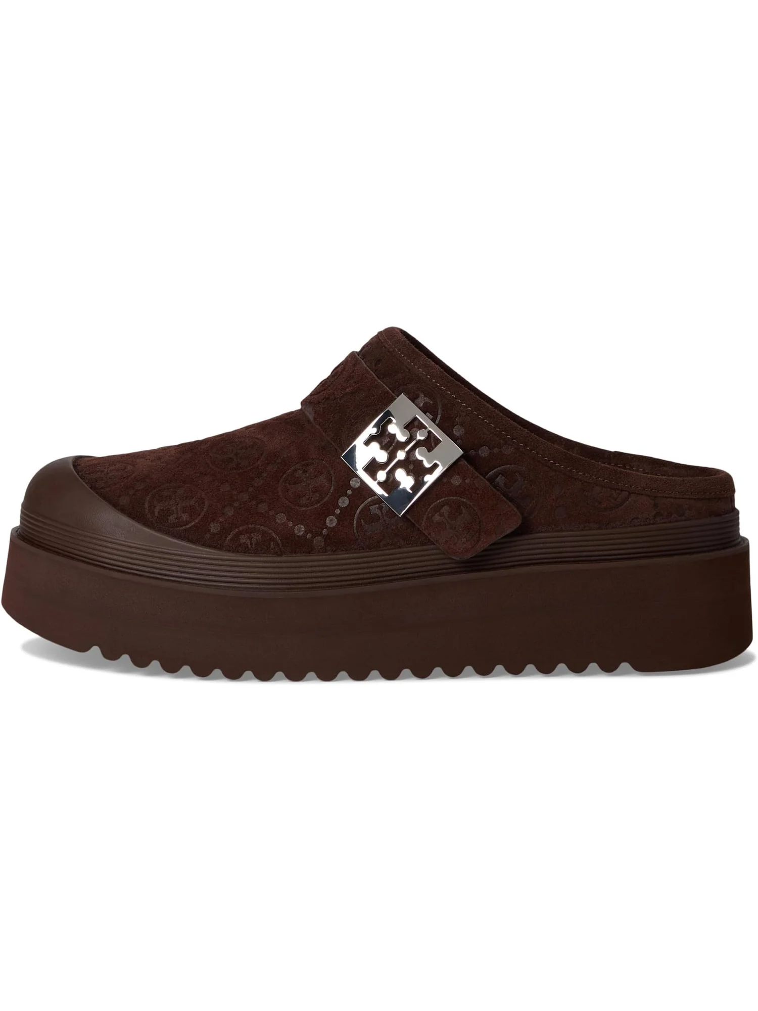 Сабо Tory Burch Women's Mellow Shearling Platform Mule — изображение 4 из 7, темный/серебристый