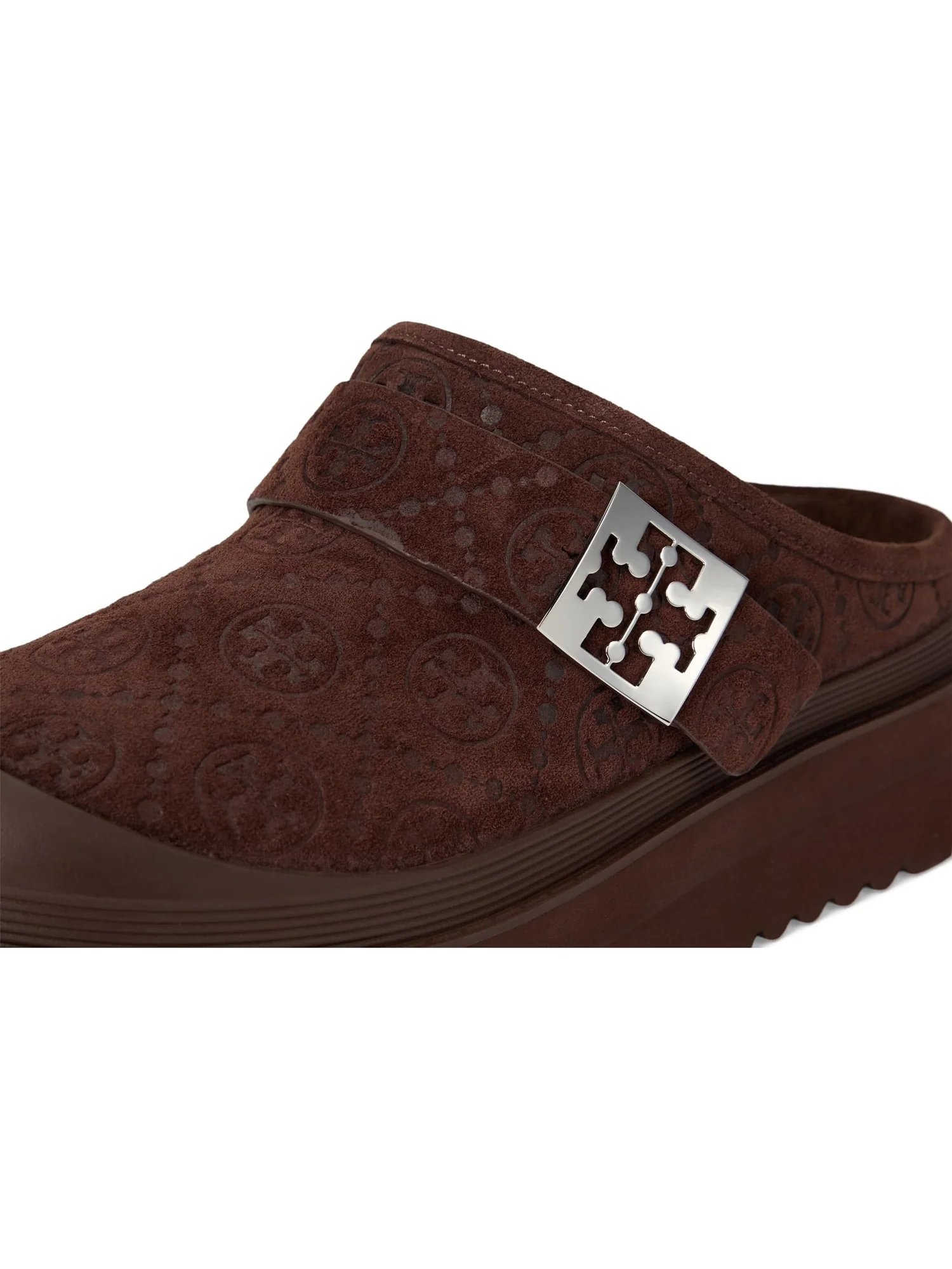 Сабо Tory Burch Women's Mellow Shearling Platform Mule — изображение 6 из 7, темный/серебристый