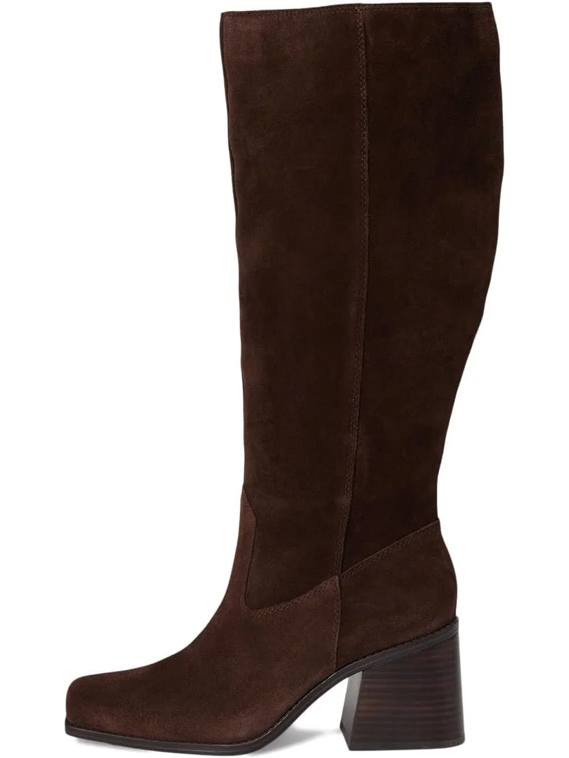 Ботинки Vince Camuto Women's Sangeti Wide Calf Stacked Heel Knee High Boot — изображение 4 из 7, брауни