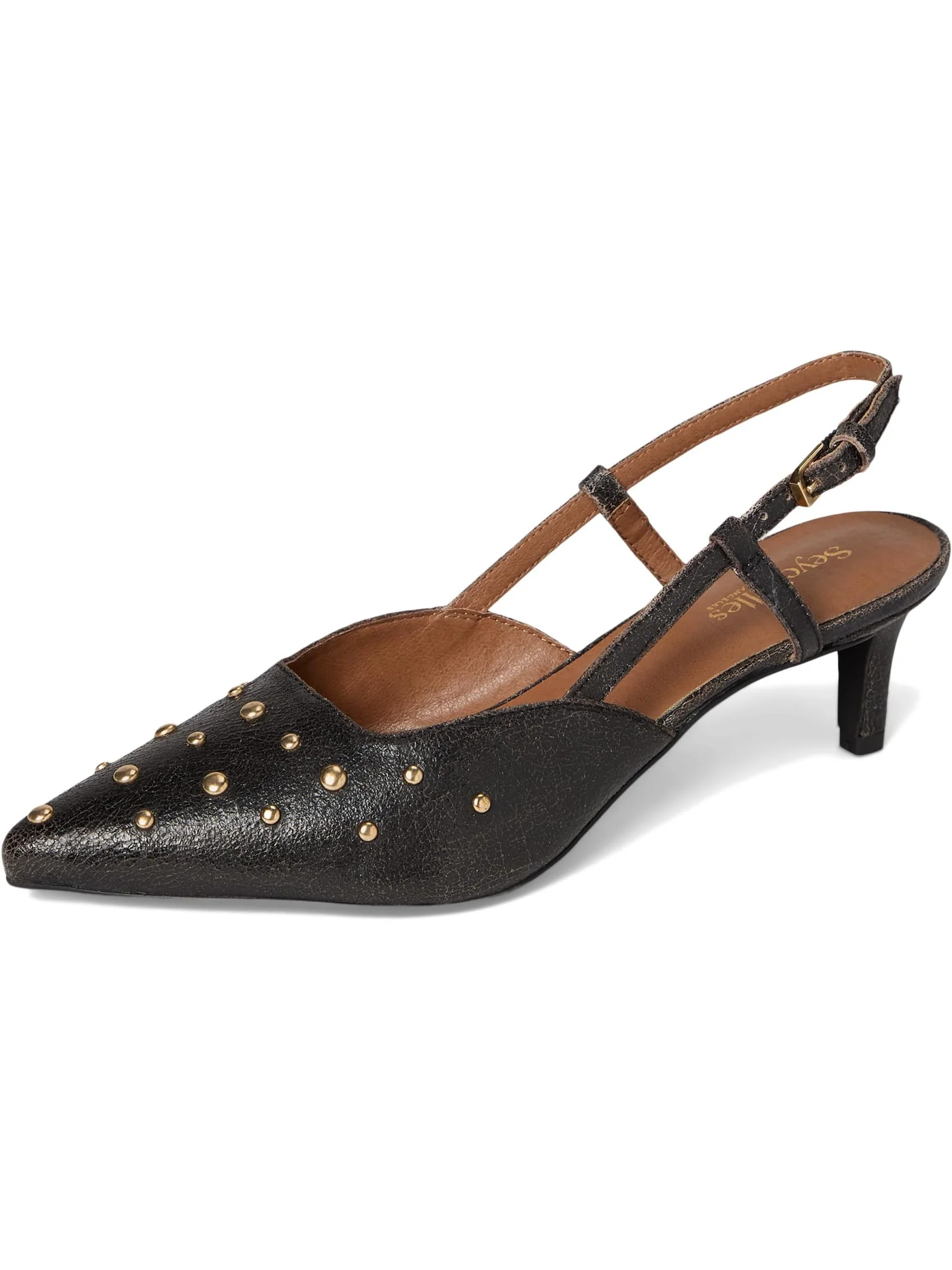 Туфли Seychelles Women's Crawford Crackle Leather Pump — изображение 7 из 7, черный/бежевый