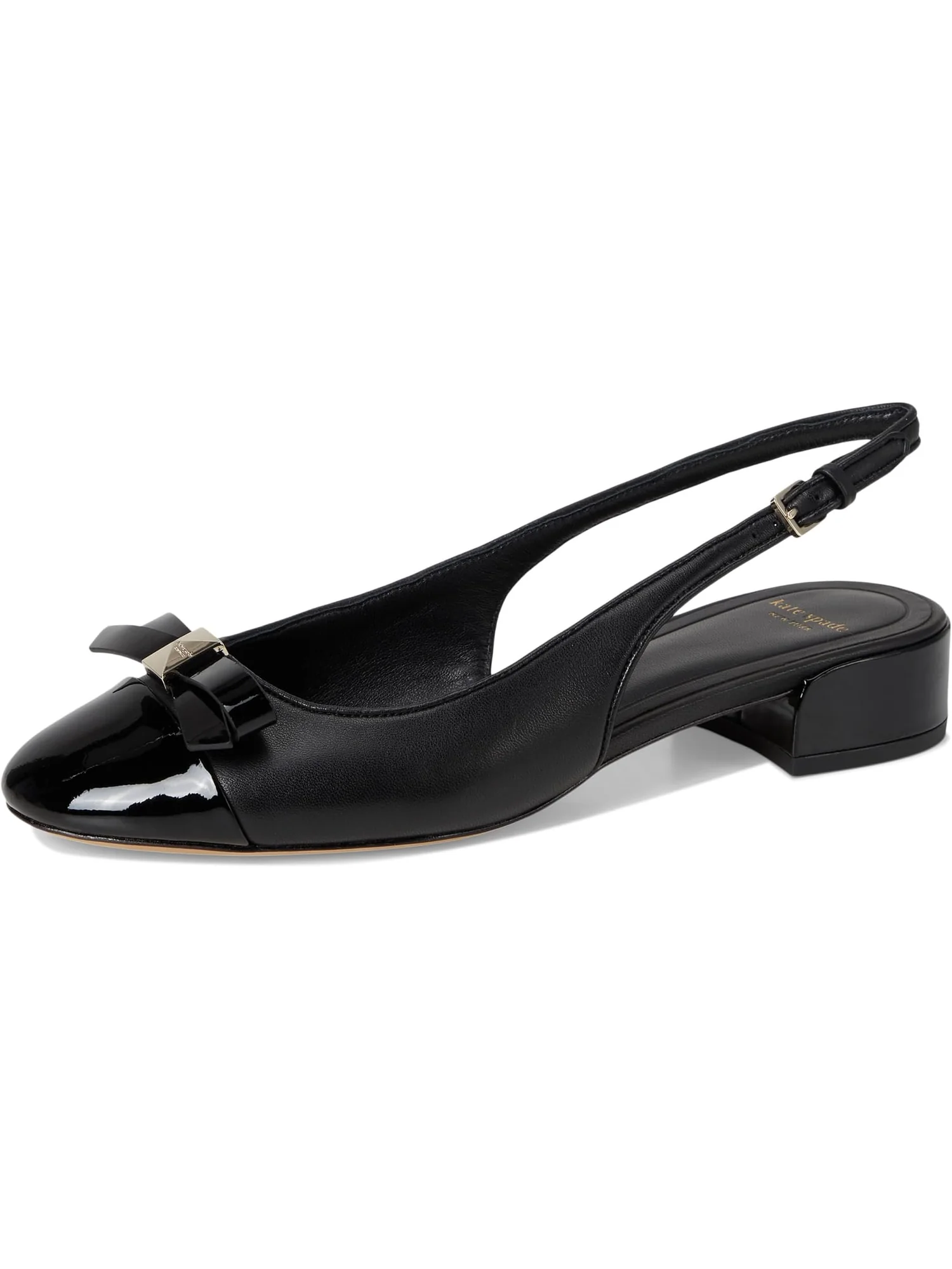Туфли Kate Spade New York Women's Deco Bow Smooth Leather Slingback Pumps — изображение 7 из 7, черный