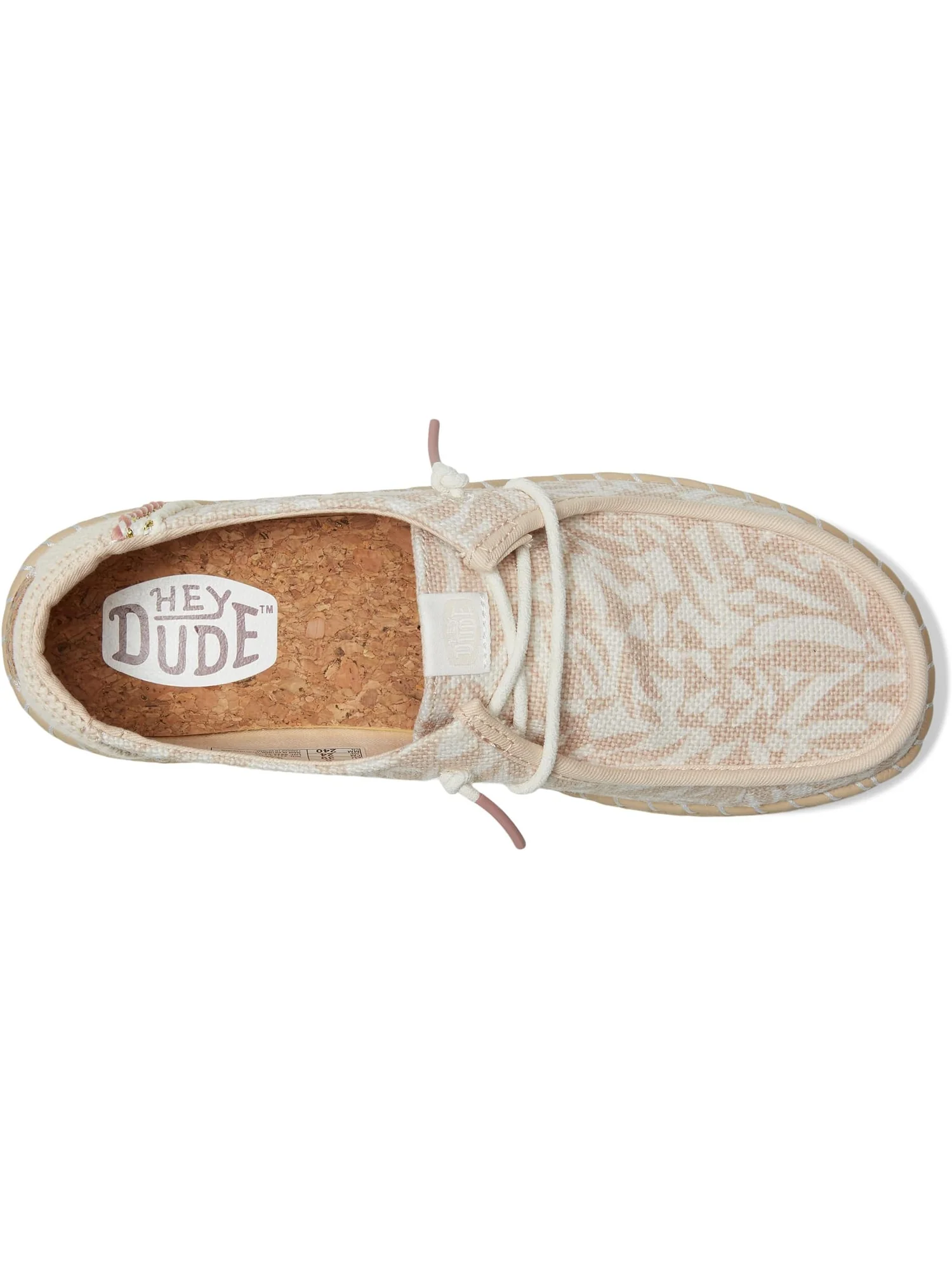 Лоферы Hey Dude Women's Wendy Espadrille Retro Palm — изображение 2 из 7, бледный розовый/белый