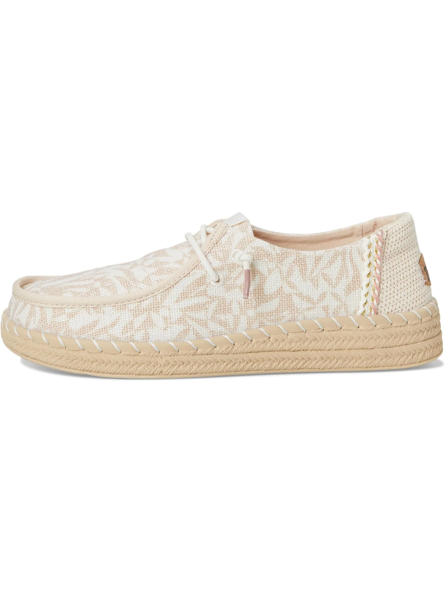 Лоферы Hey Dude Women's Wendy Espadrille Retro Palm — изображение 4 из 7, бледный розовый/белый