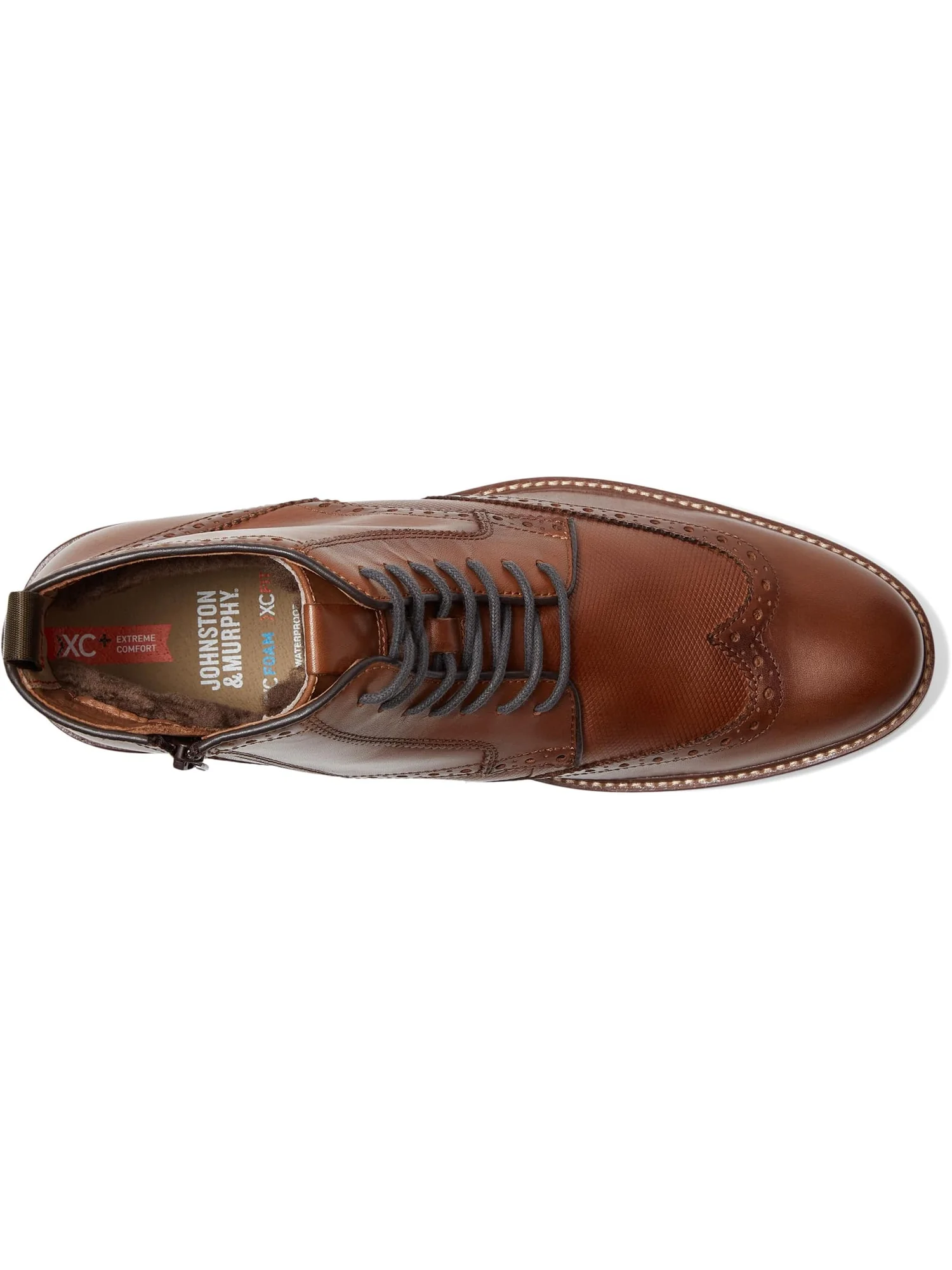 Оксфорды Johnston & Murphy Men's XC+ Durham Embossed Wing Tip Shearling Boots — изображение 2 из 7, коньячный