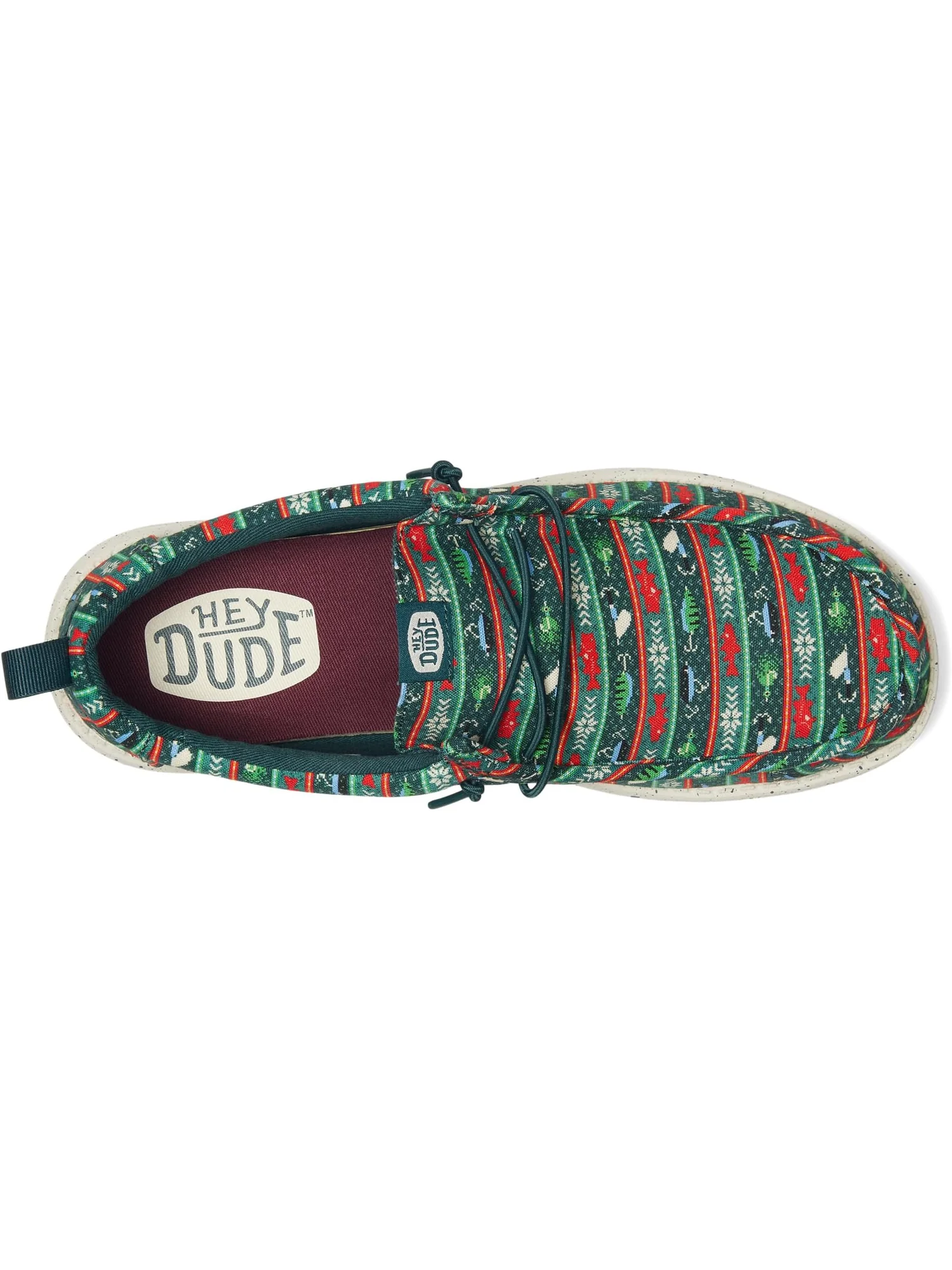 Лоферы Hey Dude Men's Wally Fishmas Sweater — изображение 2 из 7, зеленый/мульти