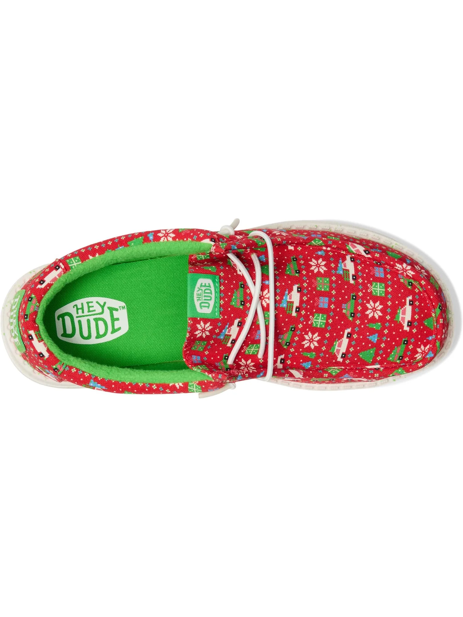 Кроссовки Hey Dude Kids Wally Holiday Sweater — изображение 2 из 7, красный/зеленый