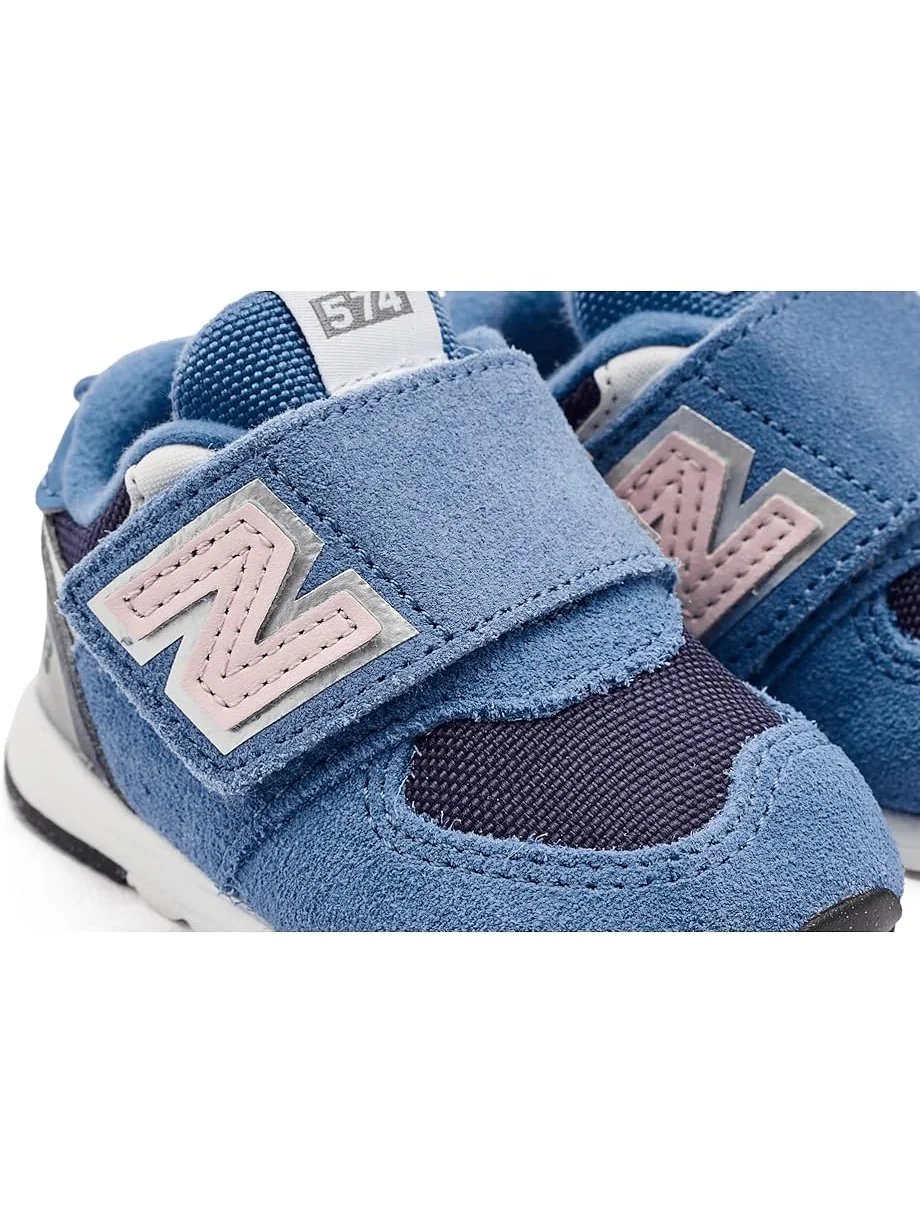 Детские кроссовки New Balance 574 Bungee Lace (Infant/Toddler) New Balance Kids — изображение 6 из 7, синий/розовый
