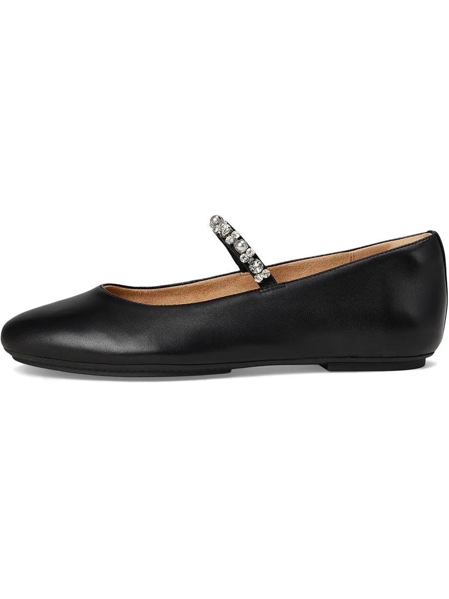 Женские балетки FitFlop Delicato Pearls-And-Crystal Soft-Leather — изображение 4 из 7, черный