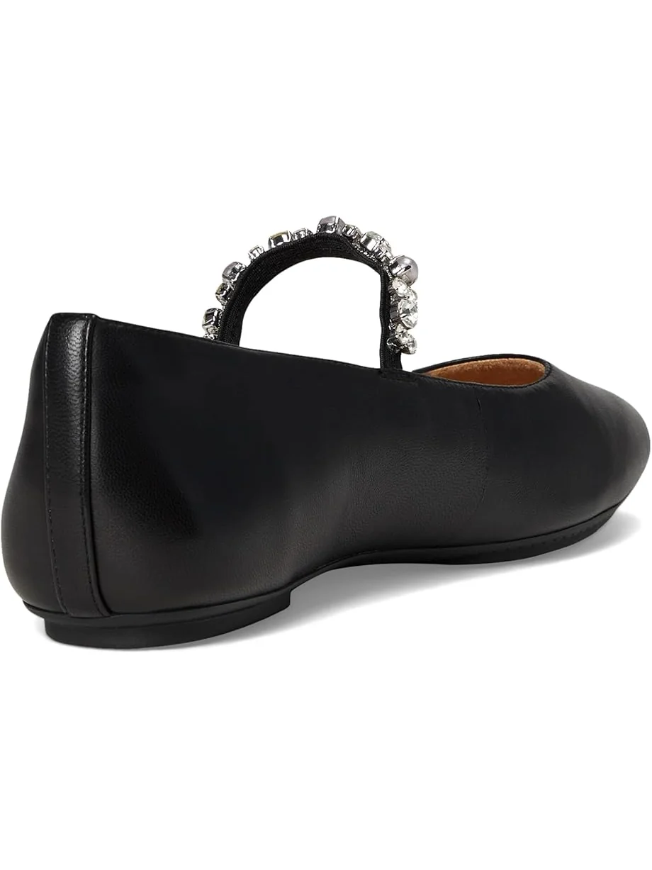 Женские балетки FitFlop Delicato Pearls-And-Crystal Soft-Leather — изображение 5 из 7, черный