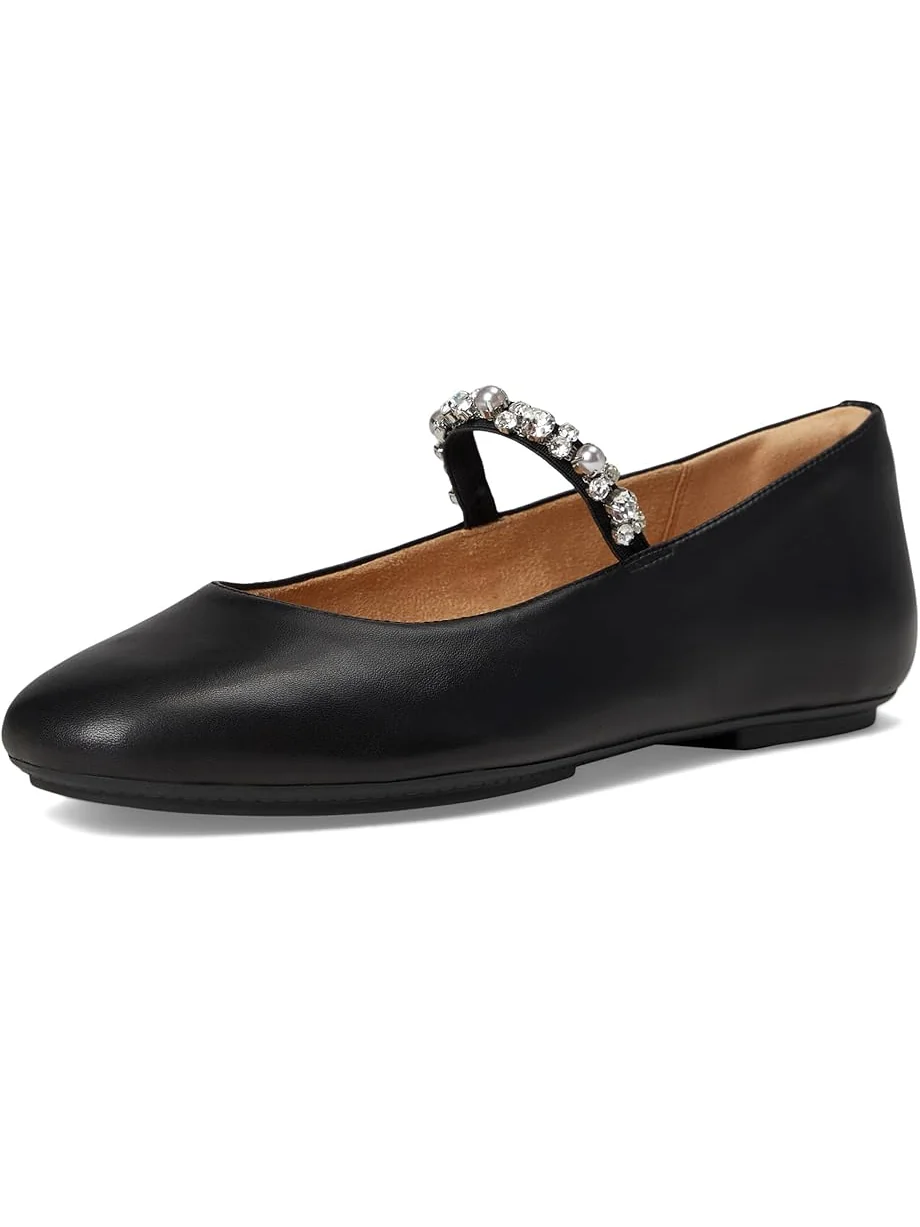 Женские балетки FitFlop Delicato Pearls-And-Crystal Soft-Leather — изображение 7 из 7, черный