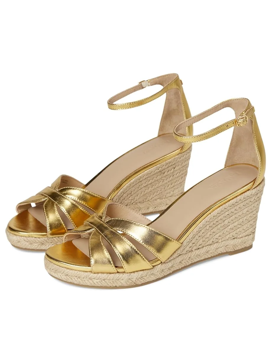 Женские босоножки на каблуке Lauren Ralph Lauren Nellie Metallic Nappa Leather Espadrille — золотистый