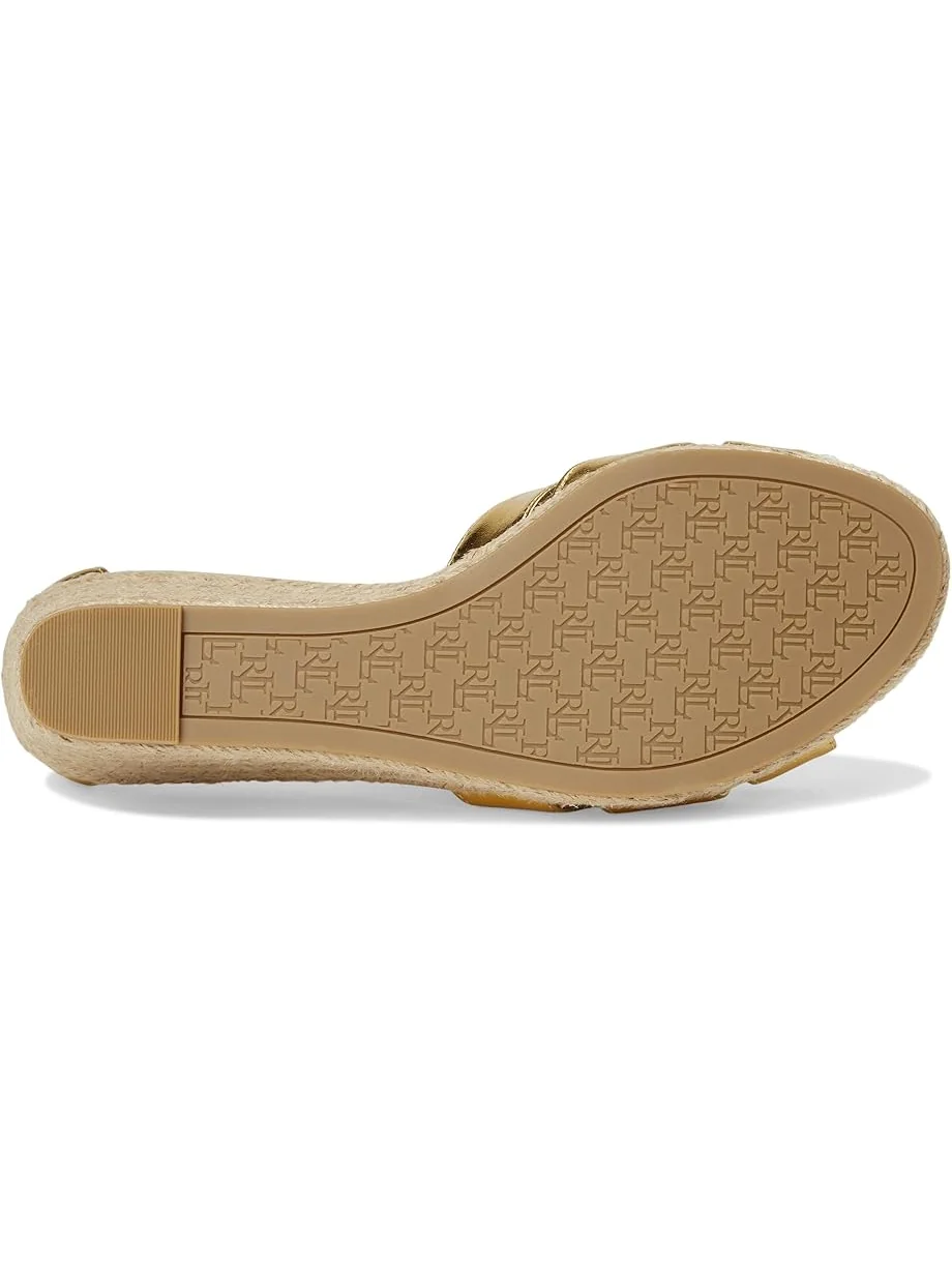 Женские босоножки на каблуке Lauren Ralph Lauren Nellie Metallic Nappa Leather Espadrille — изображение 3 из 7, золотистый
