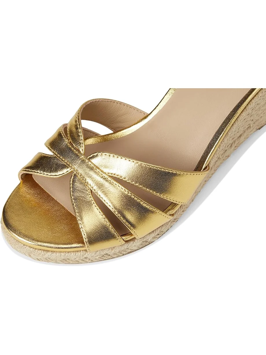 Женские босоножки на каблуке Lauren Ralph Lauren Nellie Metallic Nappa Leather Espadrille — изображение 6 из 7, золотистый