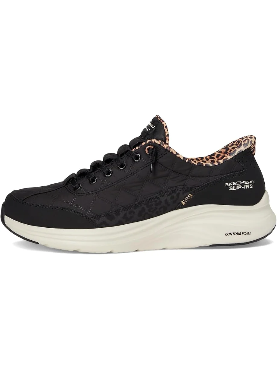 Женские кроссовки SKECHERS Contour Foam Cozy Fit Hands Free Slip-Ins Leopard Dream — изображение 4 из 7, черный