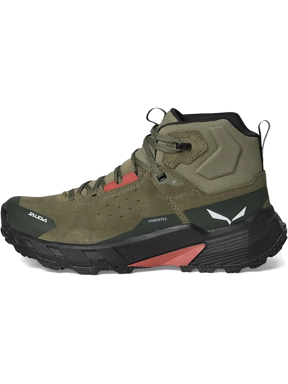 Женские треккинговые ботинки SALEWA Pedroc 2 Leather Mid PTX — изображение 4 из 7, зеленый/темный оливковый