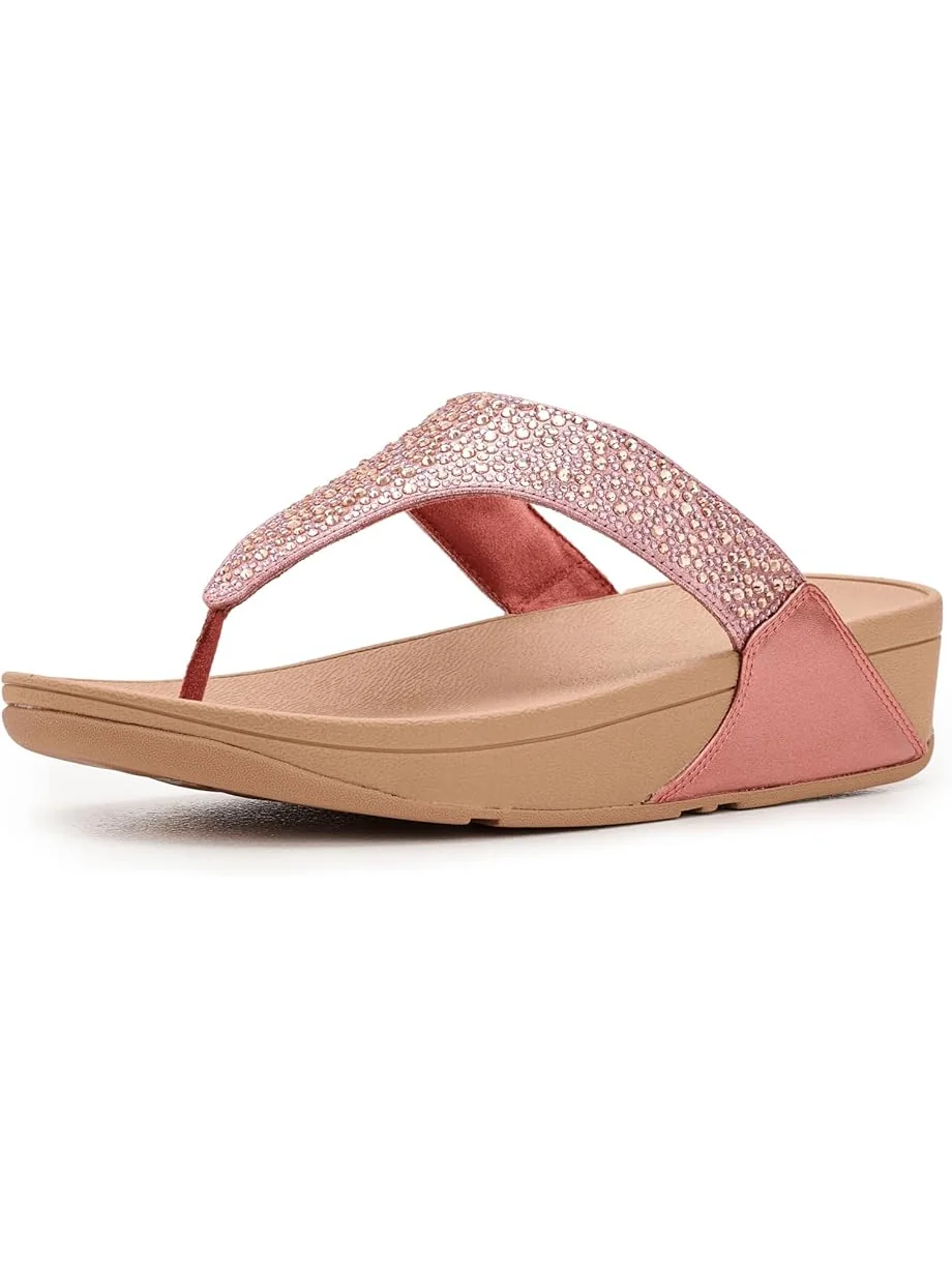 Женские босоножки FitFlop Lulu Crystal-Mix Metallic Toe-Post на каблуке