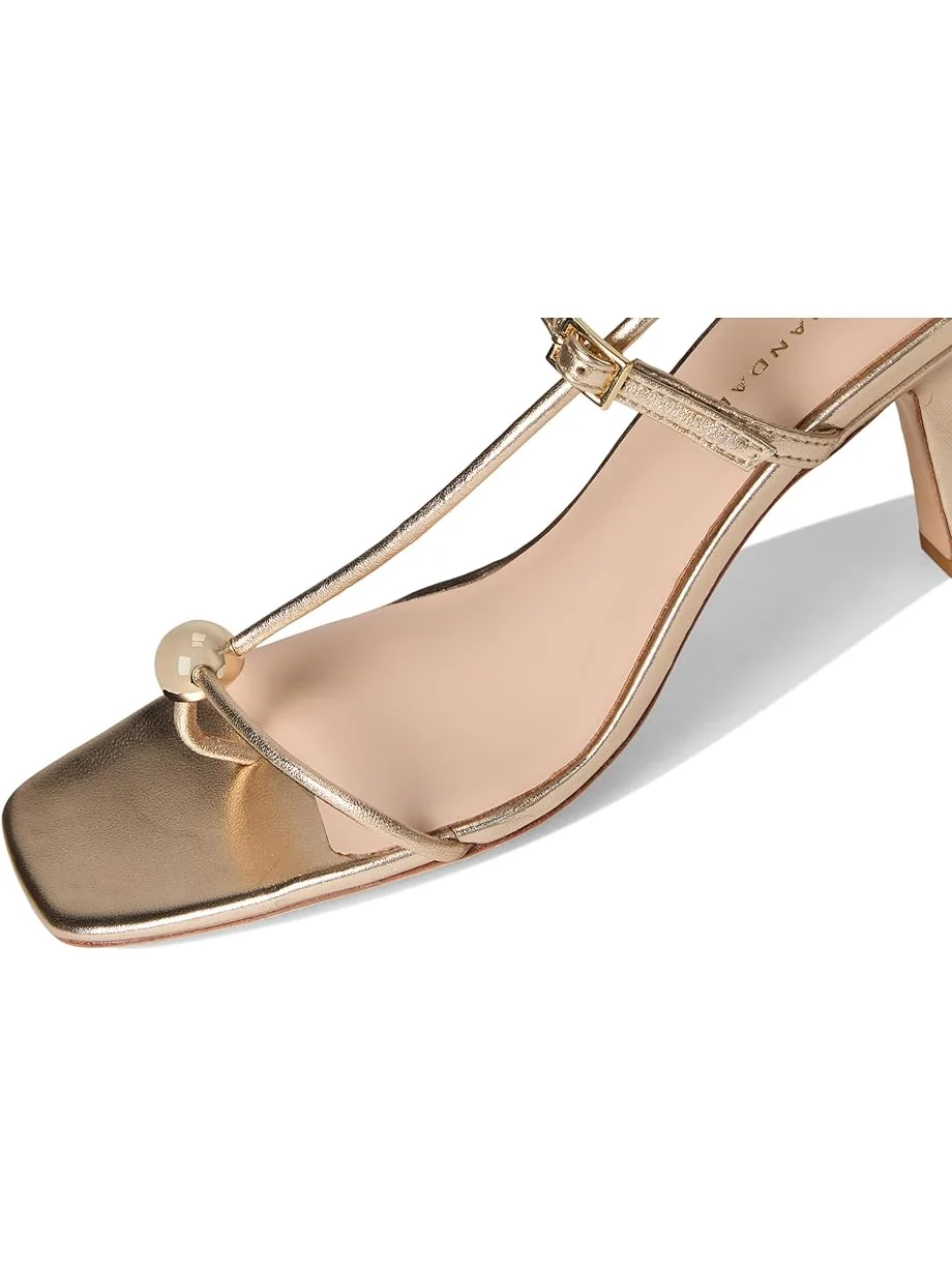 Женские босоножки на среднем каблуке Loeffler Randall Triana с ремешками — изображение 6 из 7, шампань