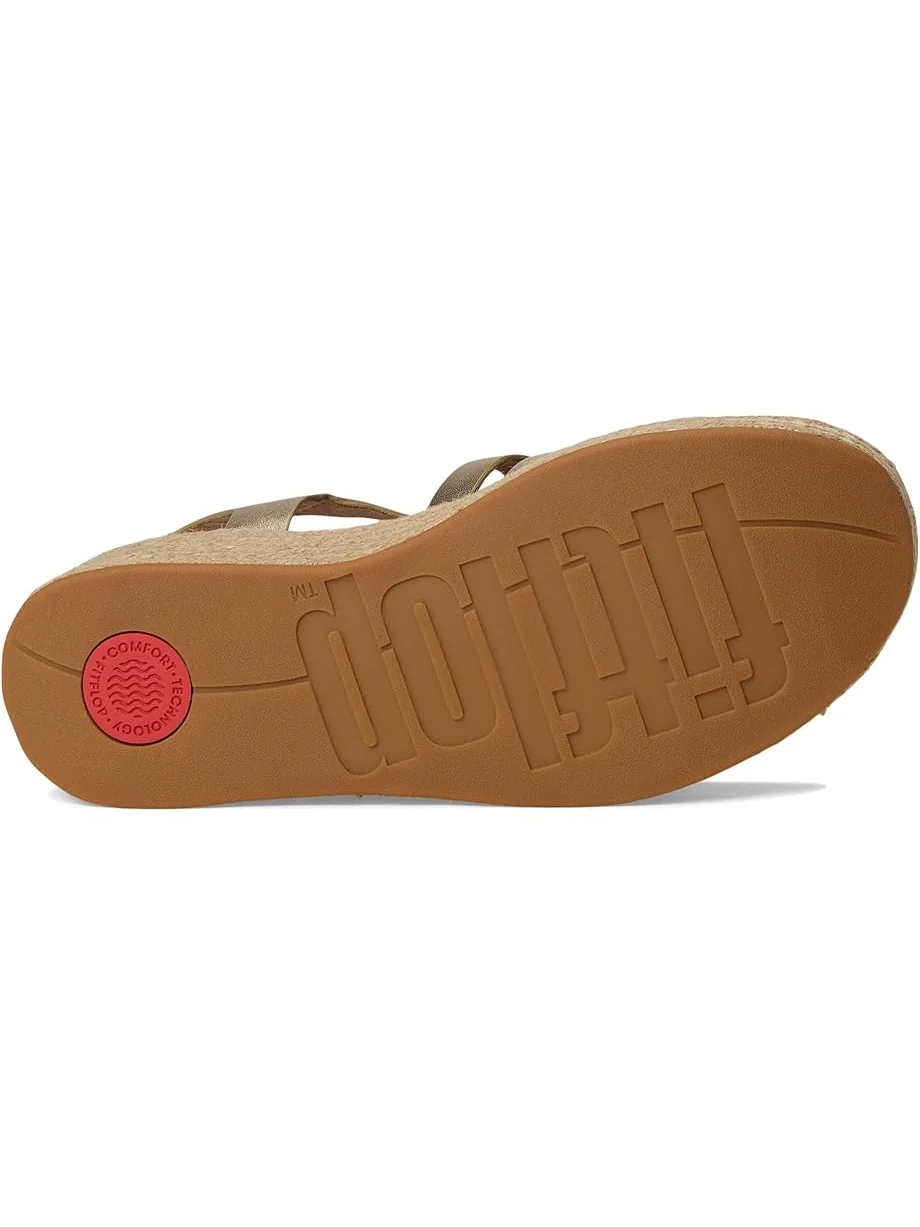 Женские сандалии-эспадрильи FitFlop Platfforms Espadrille Leather Fisherman Wedge — изображение 3 из 7, платиновый