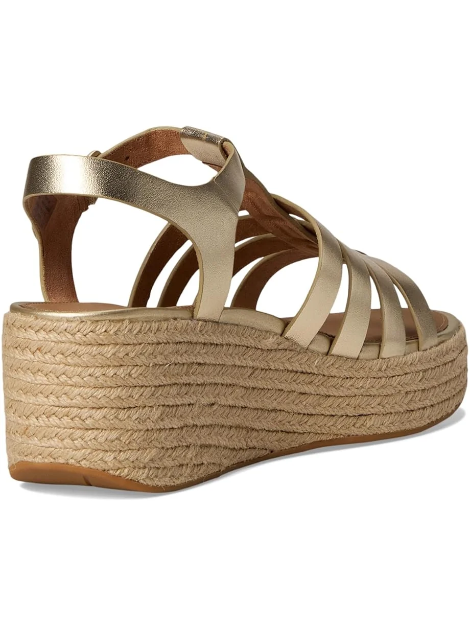 Женские сандалии-эспадрильи FitFlop Platfforms Espadrille Leather Fisherman Wedge — изображение 5 из 7, платиновый