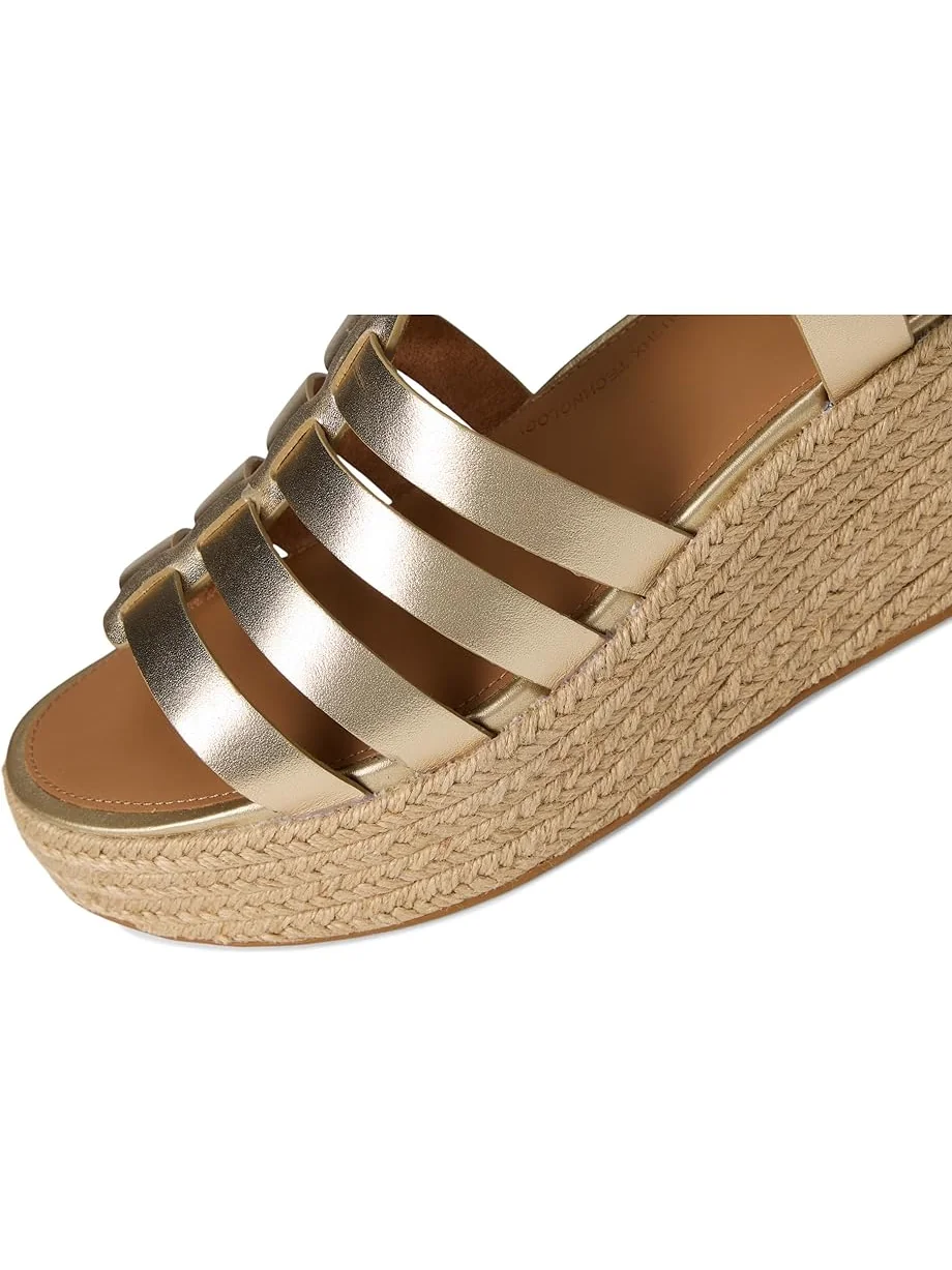 Женские сандалии-эспадрильи FitFlop Platfforms Espadrille Leather Fisherman Wedge — изображение 6 из 7, платиновый