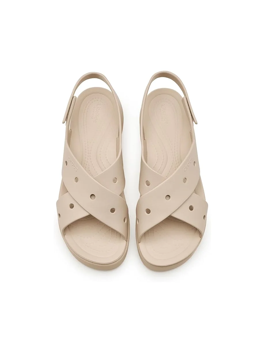 Женские сандалии Crocs Brooklyn 4U Low Wedges, Frappe/Cross-Strap — изображение 2 из 7, коричневый