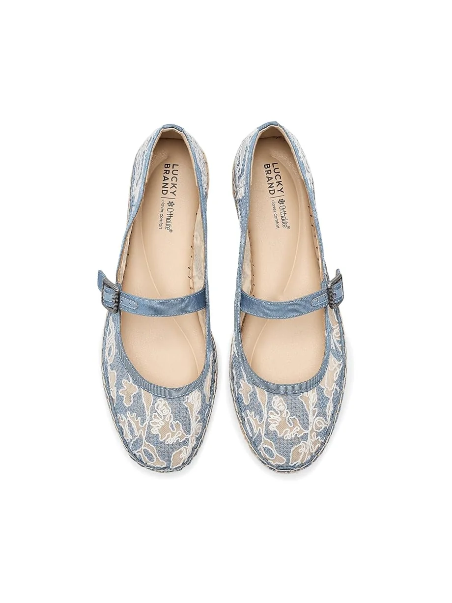Женские босоножки на каблуке Lucky Brand Orlyna Floral Lace — изображение 2 из 7, синий/синий