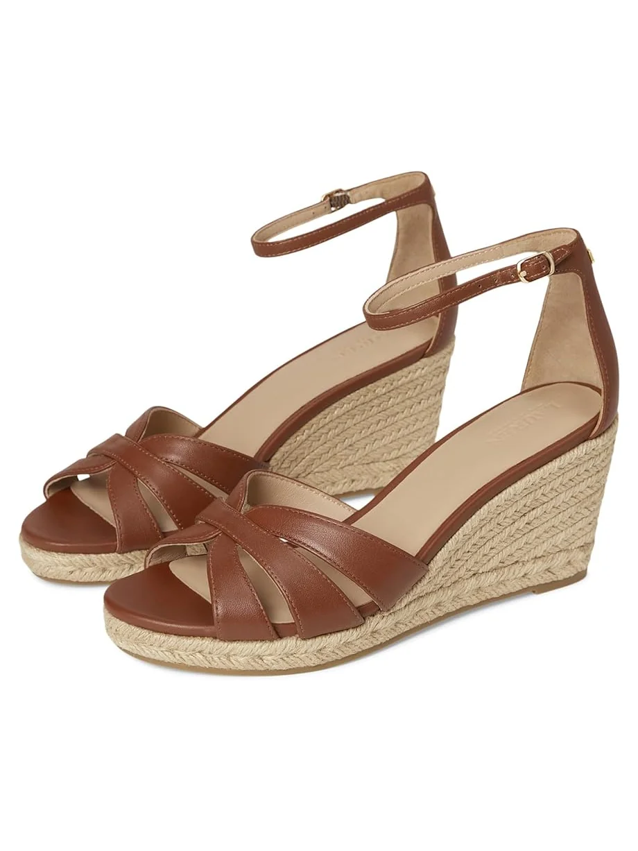 Женские туфли-эспадрильи на каблуке Lauren Ralph Lauren Nellie Nappa Leather — бежевый