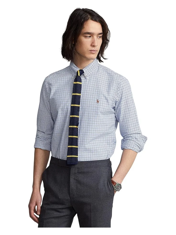 Мужская классическая оксфордская рубашка Polo Ralph Lauren — изображение 1 из 3, синий/белый мульти