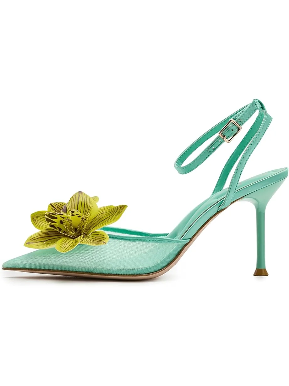 Женские туфли на высоком каблуке Jessica Simpson Vilyria 3D Floral Embellished — изображение 4 из 7, морская пена