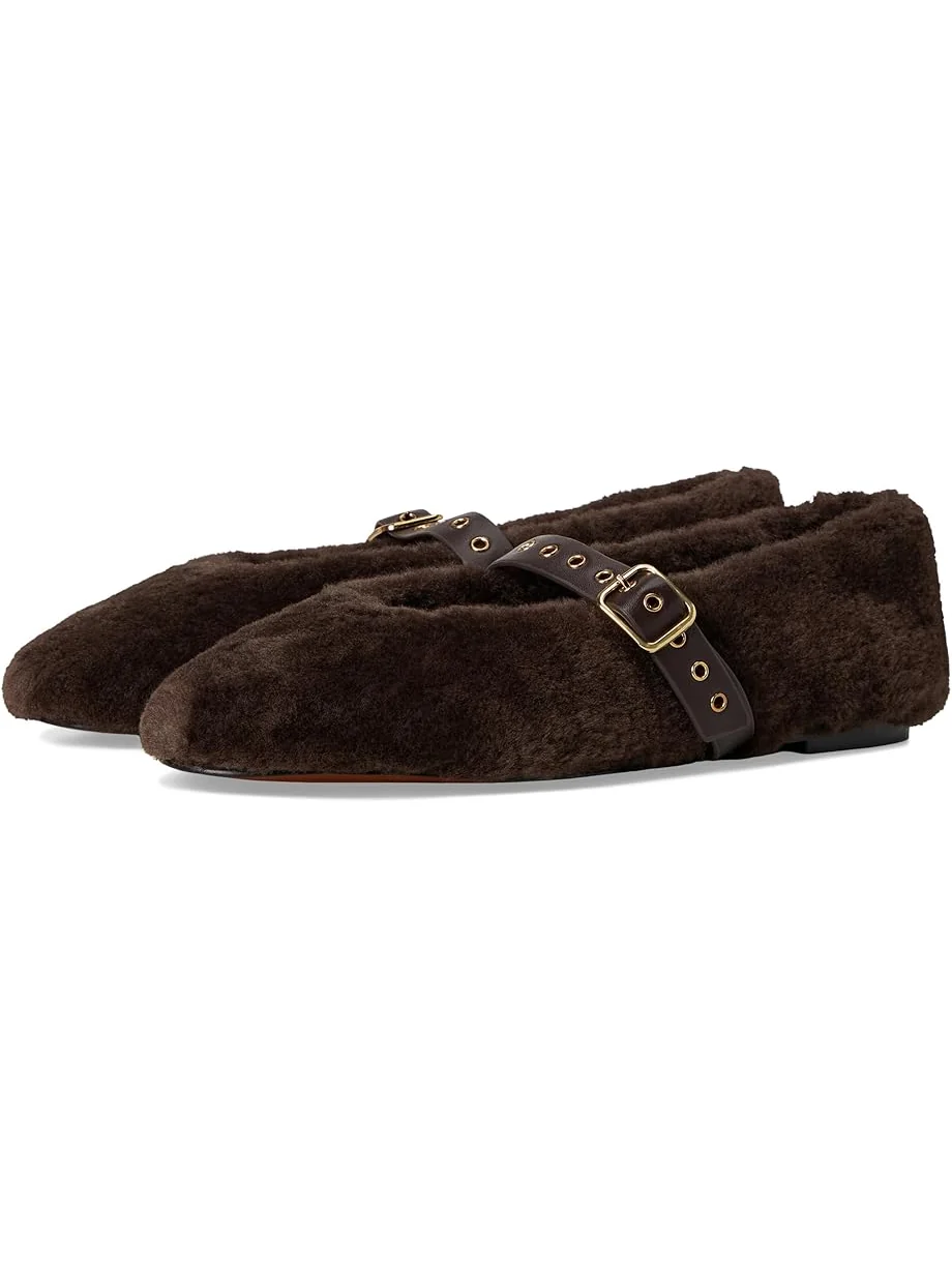 Женские балетки Madewell Remy Mary Jane - Teddy — изображение 1 из 7, кофейный