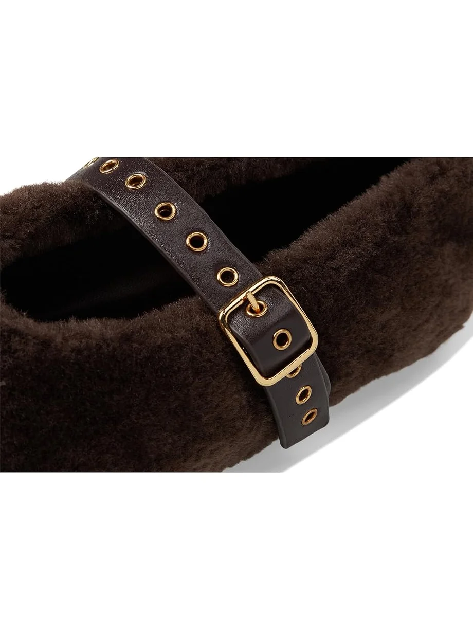 Женские балетки Madewell Remy Mary Jane - Teddy — изображение 6 из 7, кофейный