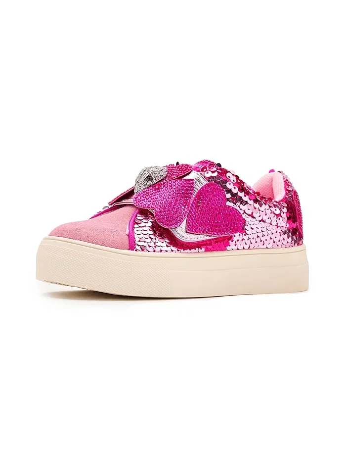 Кроссовки с блестками и бабочками Mini Laney Heart Strap Kurt Geiger London Kids — розовый