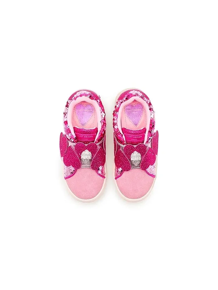 Кроссовки с блестками и бабочками Mini Laney Heart Strap Kurt Geiger London Kids — изображение 2 из 4, розовый