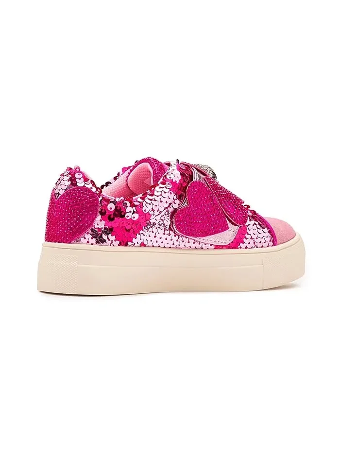 Кроссовки с блестками и бабочками Mini Laney Heart Strap Kurt Geiger London Kids — изображение 3 из 4, розовый