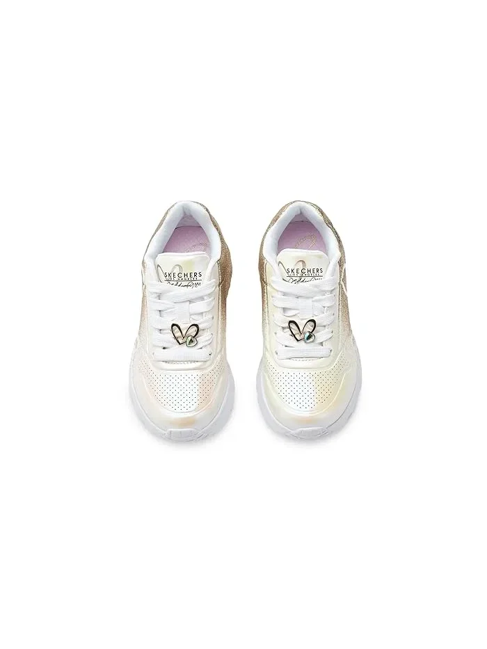 Кроссовки с принтом Skechers Uno Lite Heartdust SKECHERS KIDS — изображение 2 из 4, белый/золотистый