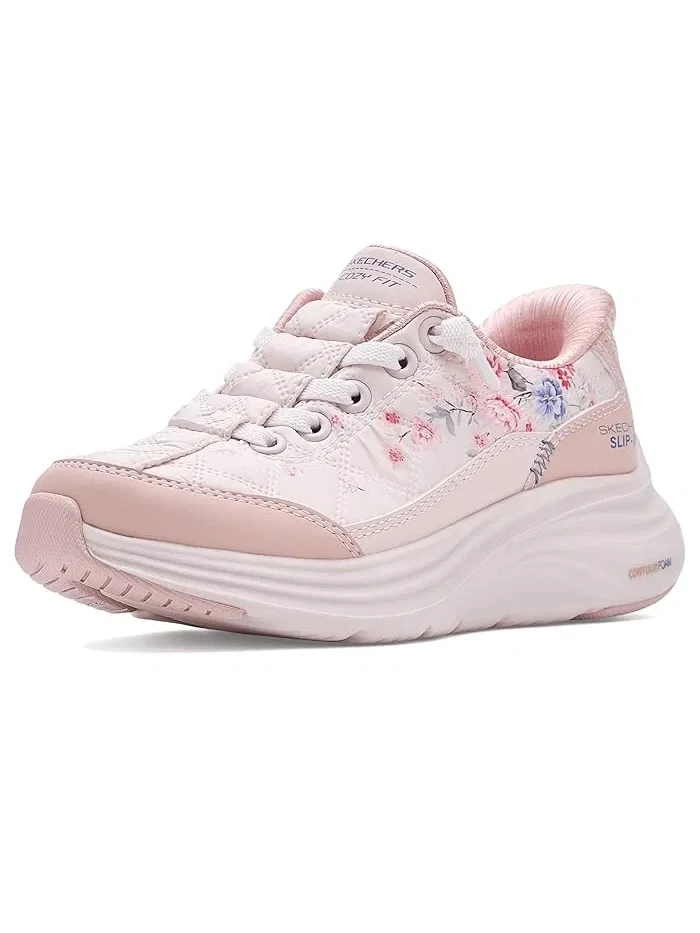 Кроссовки с цветочным дизайном Hands Free Slip-Ins Contour Foam Gentle Bloom SKECHERS KIDS — изображение 1 из 4, розовый