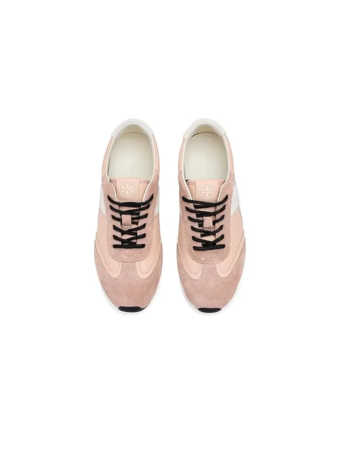 Кроссовки замшевые Hank Field Sneakers Tory Burch — изображение 2 из 4, розовый//кремовый