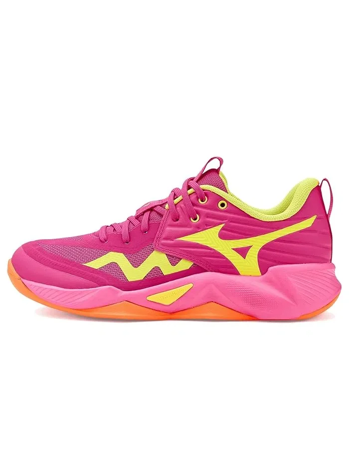 Кроссовки Wave Momentum 4 Pro Mizuno — изображение 4 из 4, розовый/желтый