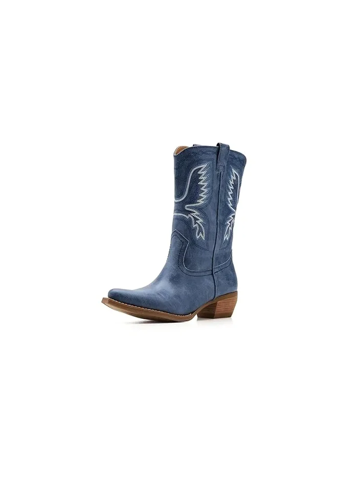 Сапоги Western с декором Irlene Short Deco Stitch FRYE AND CO. — изображение 1 из 4, джинсовый синий синий