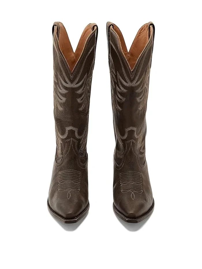 Сапоги ковбойские широкие The Annie Wide Calf Tecovas — изображение 2 из 4, кофе