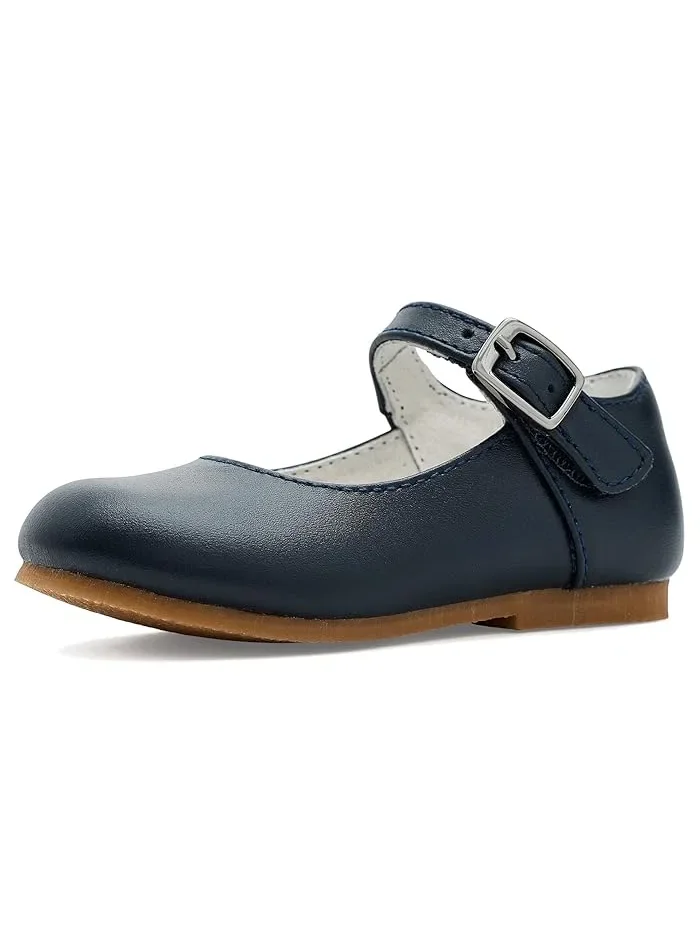 Туфли балетки с перламутровым блеском Rebecca L'Amour Shoes Kids — изображение 1 из 4, темный темно-синий