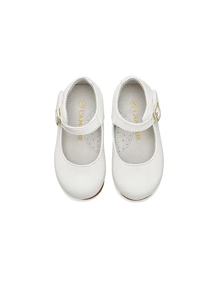 Туфли балетки с перламутровым блеском Rebecca L'Amour Shoes Kids — изображение 2 из 4, белый