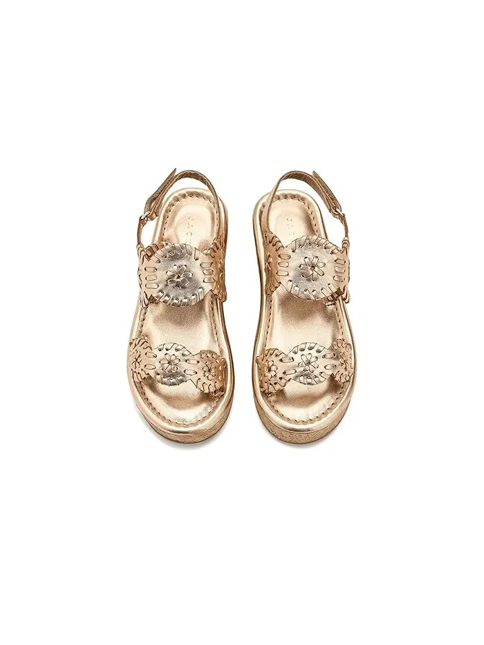 Босоножки на каблуке Lauren High Wedge Jack Rogers Kids — изображение 2 из 4, серебристый