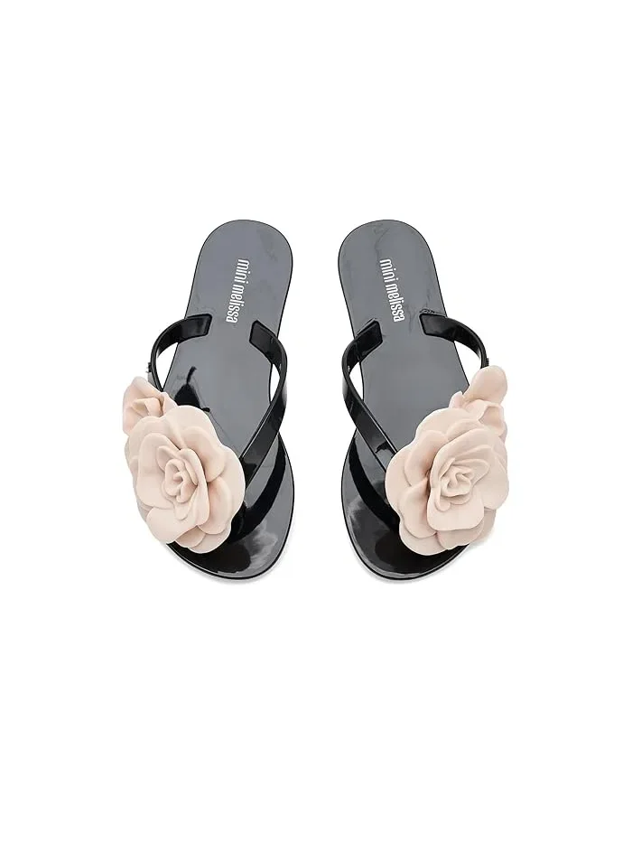 Сандалии с цветами Harmonic Petals Mini Melissa — изображение 2 из 4, черный/бежевый
