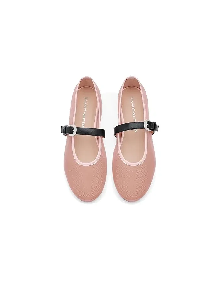 Туфли балетки с ремешком Sai Bareitall Maryjane Stuart Weitzman — изображение 2 из 4, светлый розовый/черный