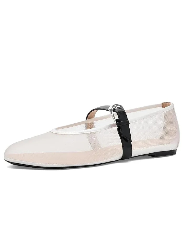 Туфли балетки Maryjane Sai Bareitall Stuart Weitzman — изображение 1 из 4, белый//черный