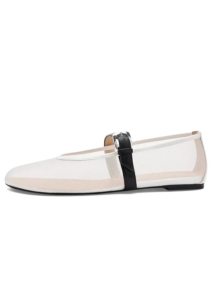Туфли балетки Maryjane Sai Bareitall Stuart Weitzman — изображение 4 из 4, белый//черный