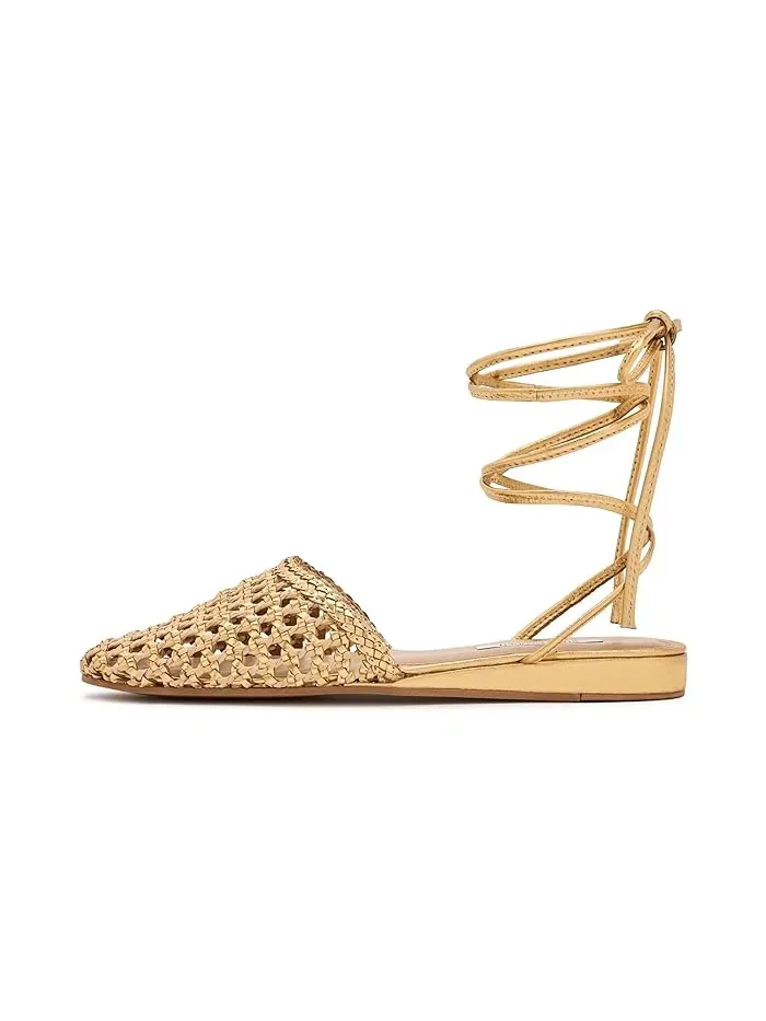 Туфли балетки с завязками Flutter Steve Madden — изображение 4 из 4, натуральный/золотистый