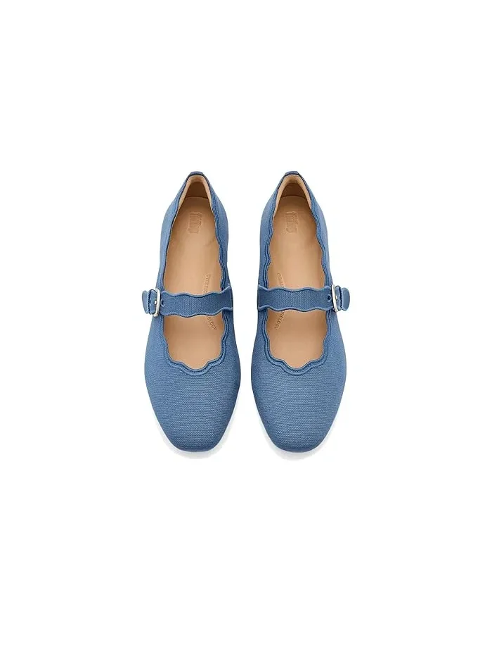 Туфли балетки с волнообразным краем Delicato FitFlop — изображение 2 из 4, синий