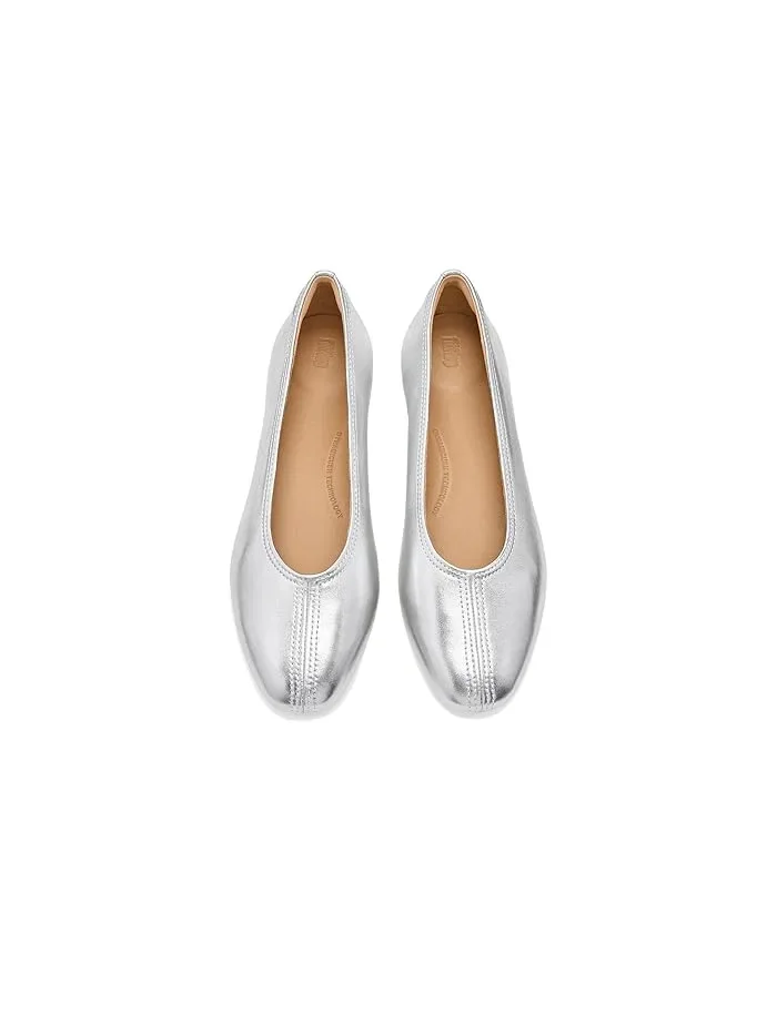 Балетки высокие из мягкой кожи FitFlop — изображение 2 из 4, серебряный